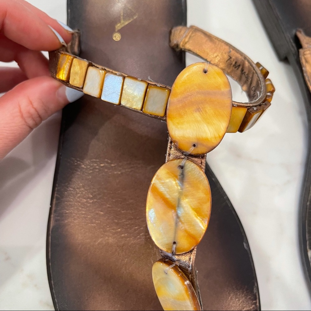 MIA brown & yellow beaded leather sandal - Picture 4 of 14